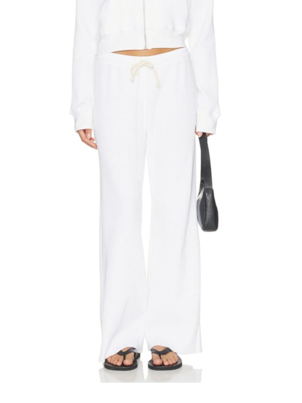 perfectwhitetee Shane Waffle Pants in White
